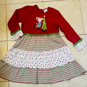 Luigi Cute Red Holiday Dress with Polka Dots